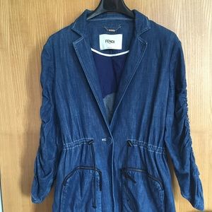Fendi Drawstring Waist Denim Jacket